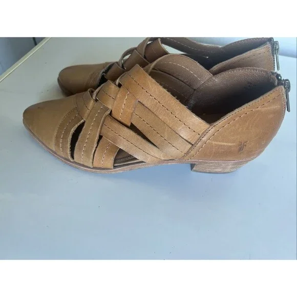 Frye Ray Huarache Tan Nude Woven Bootie Shootie Size 10 Western Boho Artsy - Picture 4 of 10